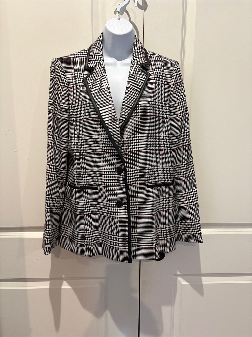 Karl Lagerfeld Black and White Glen Plaid Blazer